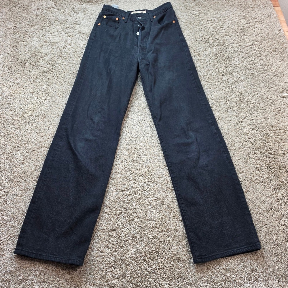 Levi's Premium Ribcage Straight Ankle Jeans Womens 26 Black Outdoor Casual